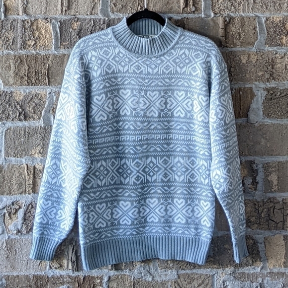 Vintage 70s 80s Summit County Ski Sweater White Gry - Picture 1 of 7